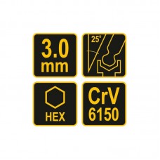 56622 VOREL Cheie hexagonala cu bila 3.0 mm si man..